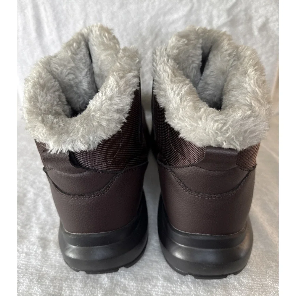 FitVille Mens Winter Snow Boots Fur Lined Hook Loop Brown 11.5EW CozyCore V3